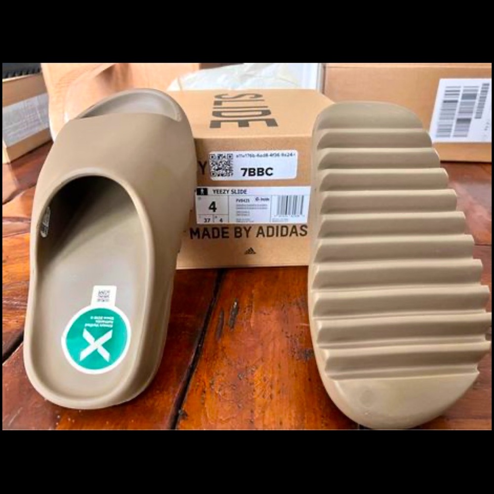 Tan Yeezy slides
